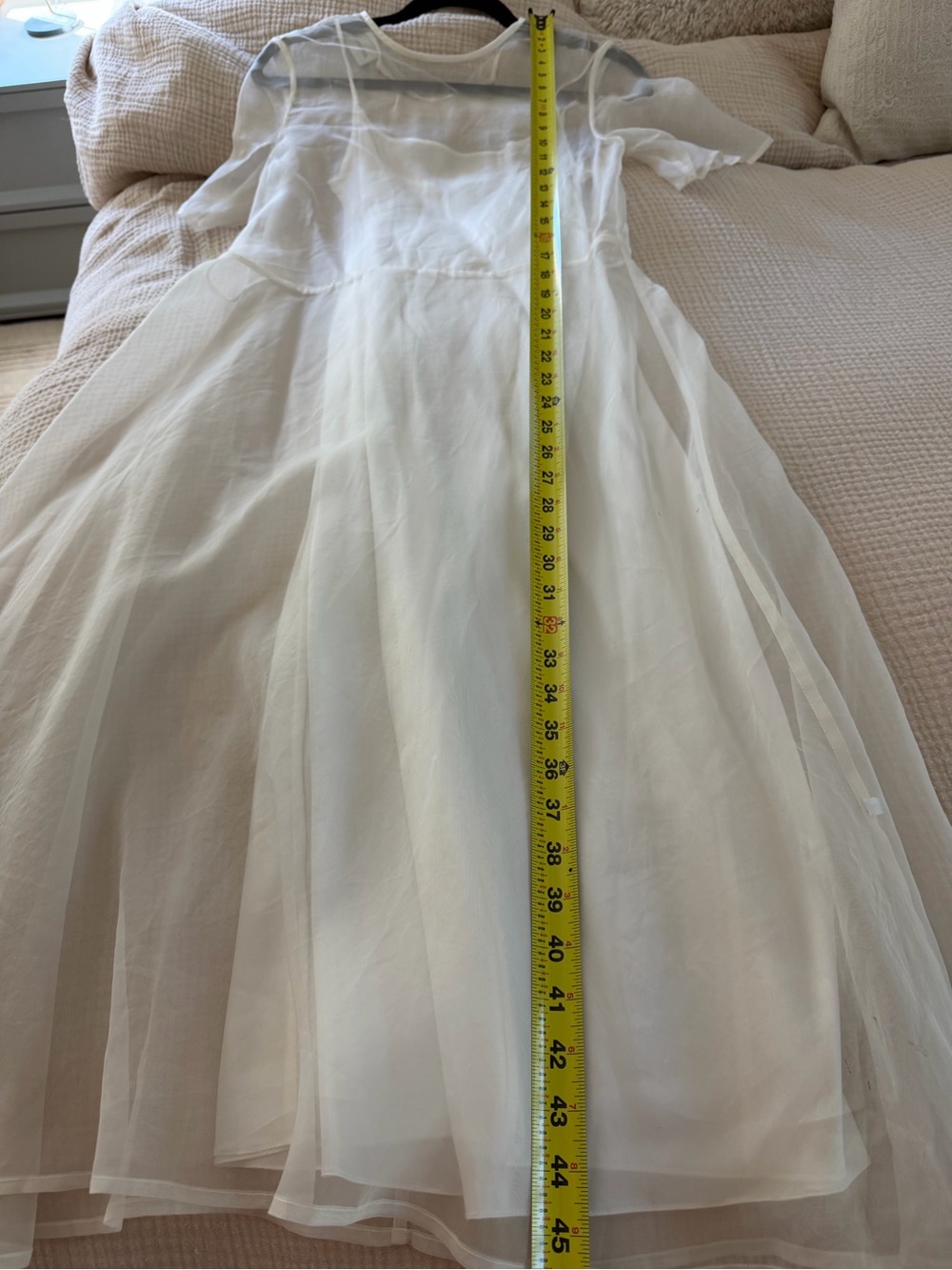 Mansur Gavriel White Sheer Midi Dress with Slip - Picture 9 of 10